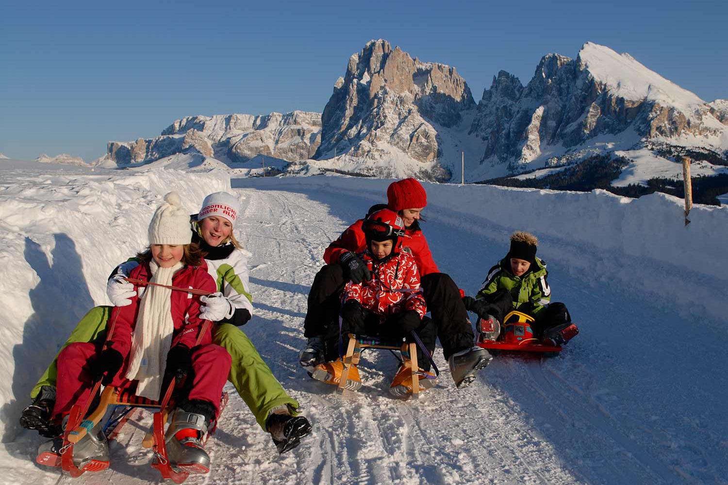 Rodeln im Skigebiet Carezza